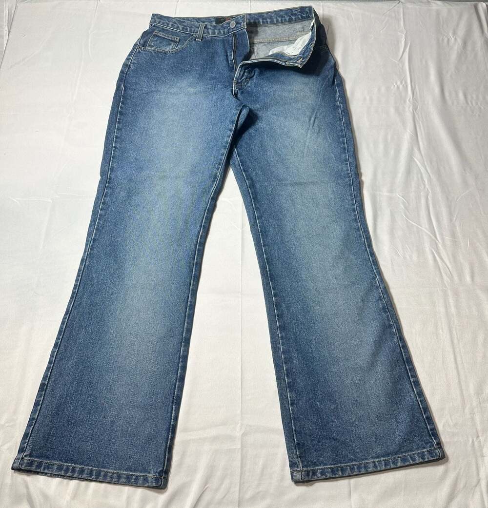 Vintage Y2K American Eagle Dungarees Women 12 Reg Blue Bootcut Jeans 100% Cotton